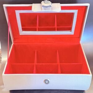 UNO de 50 Jewelry Travel Case Gray Red Jewelry Organizer Box Carry 10” EUC
